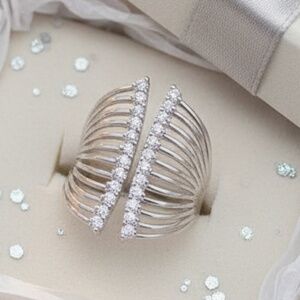 Sterling Silver .925 Womens Paved Zirconia Cocktail Ring New
